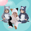 Adorável macacão kigurumi de pelúcia com capuz para bebês, macacão para crianças custome 