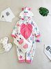 Kigurumi de tecido certificado Oeko-tex de pelúcia com capuz para bebê com tema animal combina com garrafa de água quente morna 
