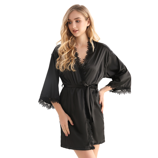 Pijama de cetim feminino macio e sedoso de poliéster lingerie
