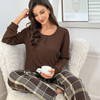 Pijama de desgaste noturno feminino de lã escovada DTY personalizado para noites relaxantes em casa, impresso ou em cor sólida