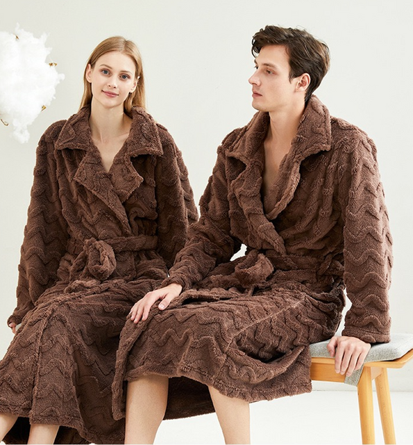 Roupão de luxo macio e elegante longo para homens e mulheres 