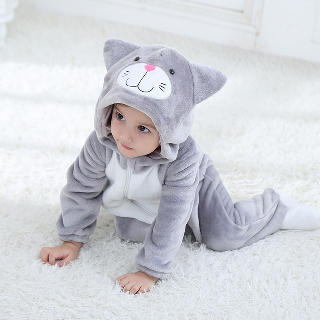 Adorável macacão kigurumi de pelúcia com capuz para bebês, macacão para crianças custome 