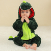 Adorável macacão de dinossauro com capuz de pelúcia de lã para bebês custome 