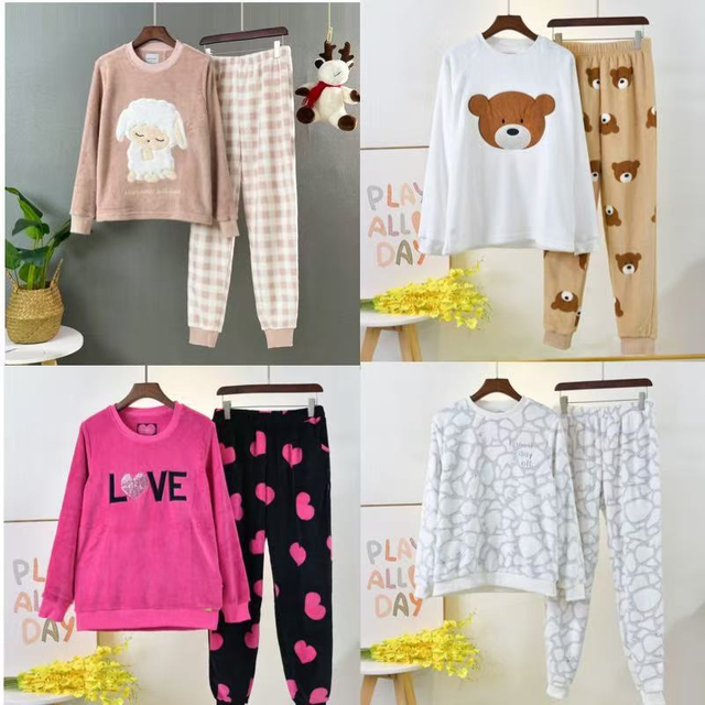 Conjuntos de pijama de lã com certificação OEKO-TEX® – Pijamas macios e quentes com lindos bordados feitos de forma sustentável em uma fábrica auditada pela BSCI