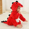 Adorável macacão de dinossauro com capuz de pelúcia de lã para bebês custome 