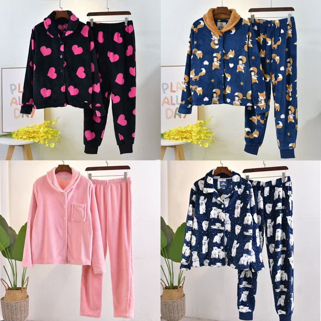 Conjunto de pijama de pelúcia quente OEKO-TEX para dormir