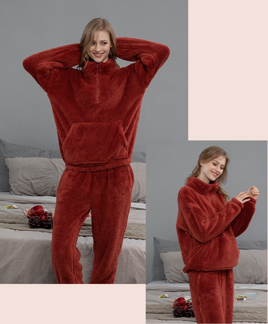 Loungewear unissex de duas peças de lã ultramacia