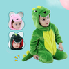 Adorável macacão de dinossauro com capuz de pelúcia de lã para bebês custome 