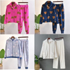 Conjunto de pijamas de lã com certificação Oeko-tex estampado com zíper estrela e punho