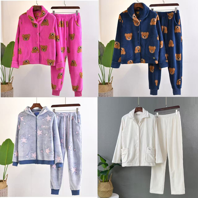 Conjunto de pijamas de lã com certificação Oeko-tex estampado com zíper estrela e punho