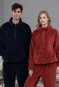 Loungewear unissex de duas peças de lã ultramacia