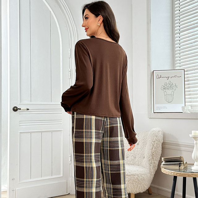 Pijama de desgaste noturno feminino de lã escovada DTY personalizado para noites relaxantes em casa, impresso ou em cor sólida