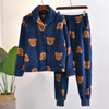 Conjunto de pijamas de lã com certificação Oeko-tex estampado com zíper estrela e punho