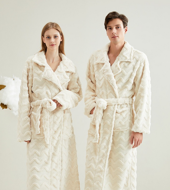 Roupão de luxo macio e elegante longo para homens e mulheres 