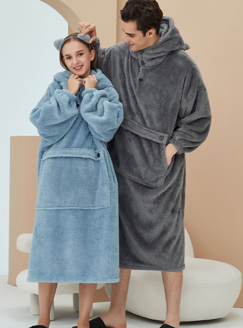 Loungewear com capuz de lã grande e ultramacio para homens e mulheres